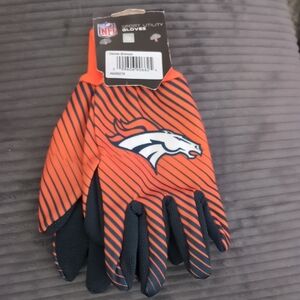 NFL Denver Broncos Orange & Navy Striped Utility Gloves with Team Logo